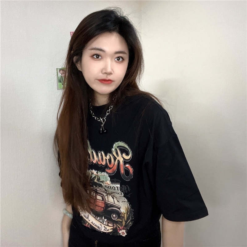 SUXI Áo Thun Ngắn Tay Dáng Rộng In Họa Tiết Thời Trang Mùa Hè Dành Cho Nữ