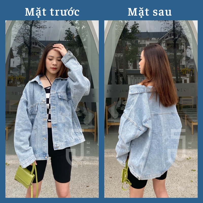 Áo khoác bomber nam nữ form rộng, áo jacket oversize chất jean đẹp dáng unisex