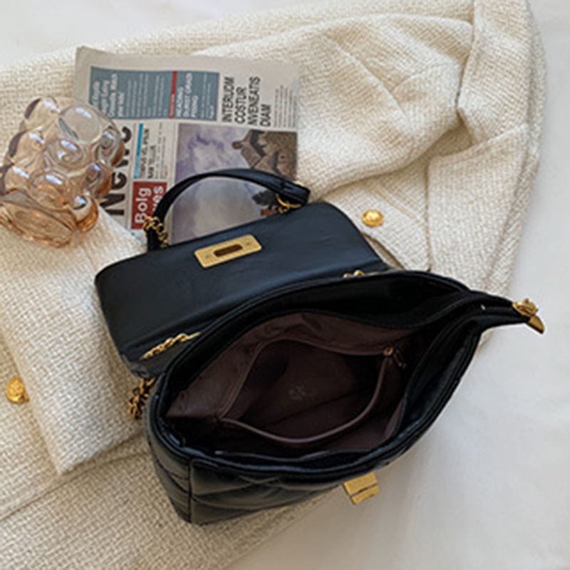 Túi đeo vai IELGY dây xích kim loại họa tiết hình thoi thời trang dành cho nữ