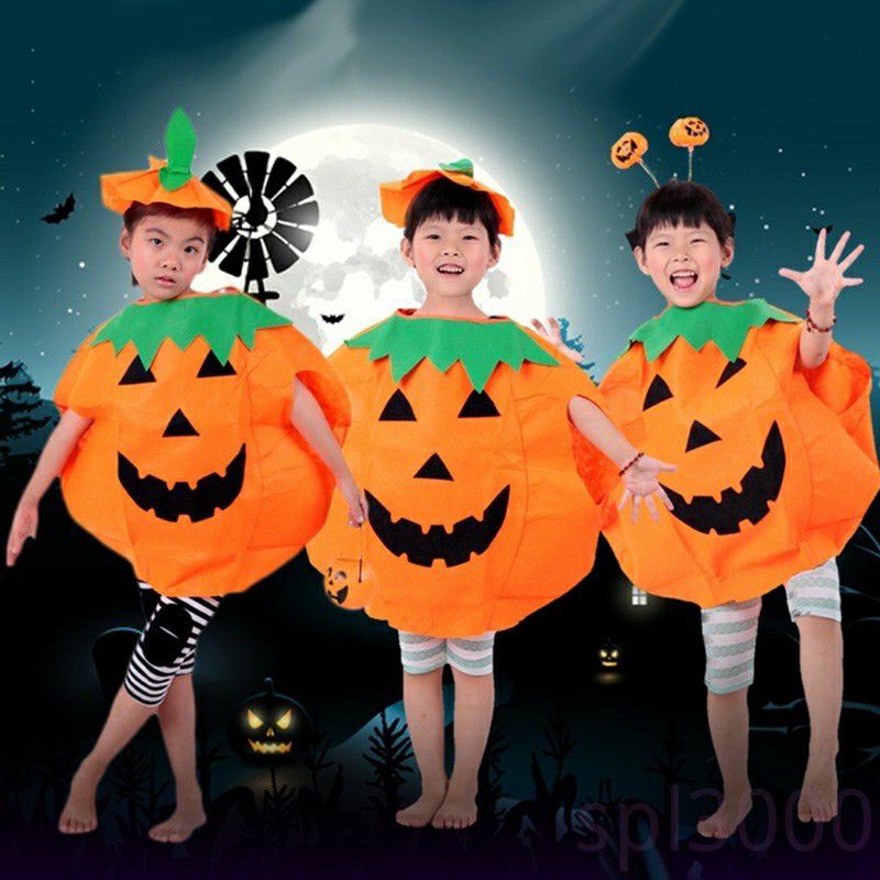 Bộ áo choàng kèm nón có họa tiết bí ngô 3D hóa trang halloween