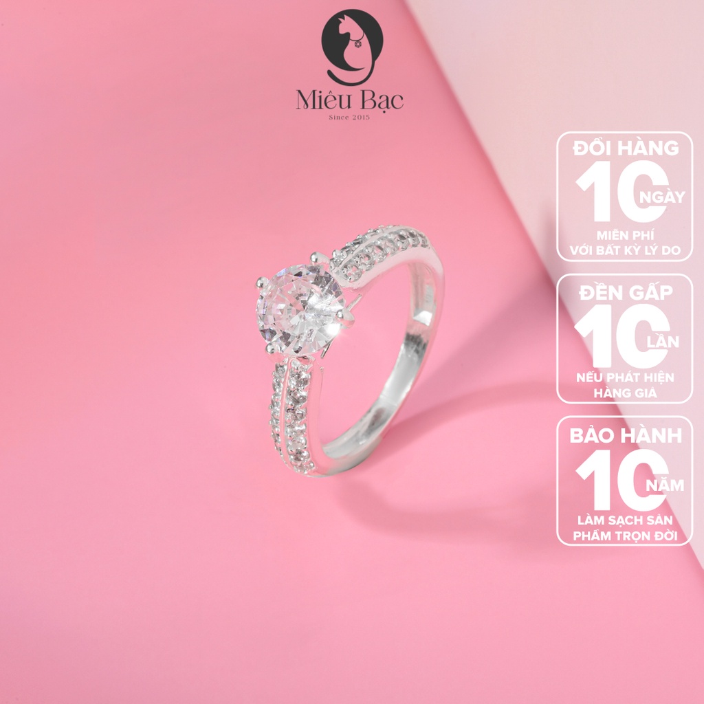 Nhẫn bạc nữ đính đá cao cấp chất liệu bạc S925 thời trang phụ kiện trang sức nữ Miêu Bạc N400615