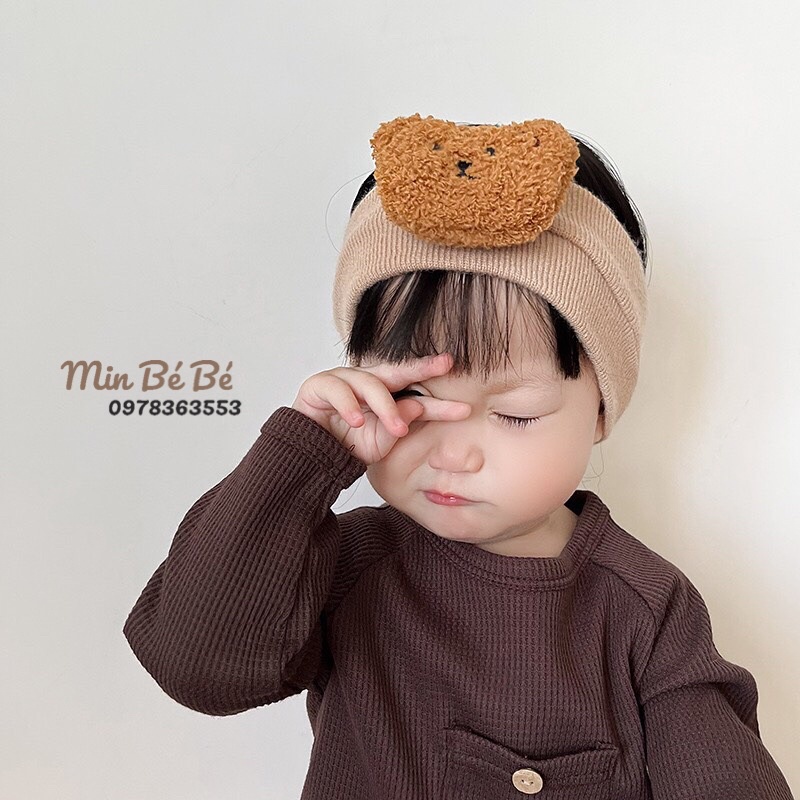 Băng đô, turban đính gấu bông dễ thương cho bé