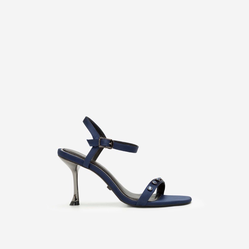 Vascara Giày Sandal Cao Gót Satin Another Day SDN 0664 Màu Xanh Navy