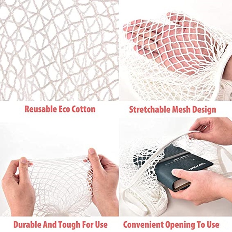 1 Túi Lưới Mua Sắm Chống Mòn Sức Chứa Lớn Có Thể Tái Sử Dụng