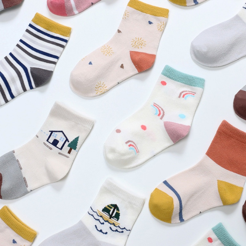 Set 5 đôi vớ cotton họa tiết hoạt hình dễ thương cho bé