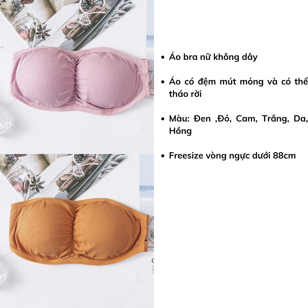 Áo bra nữ không dây mặc cúp ngực đẹp và gợi cảm, Áo lót không gọng đệm mút mỏng ôm ngực LANIXA B819