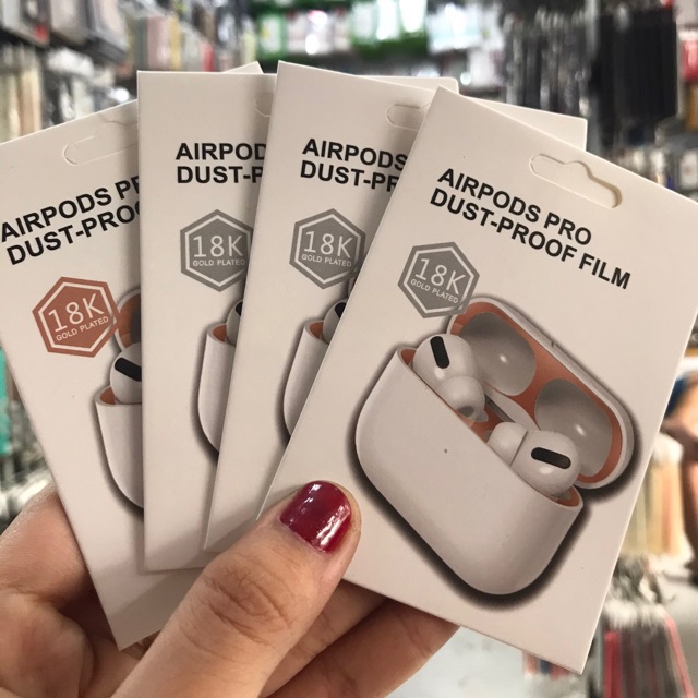 Dán tai nghe airpod pro kim loại 18K chống bụi mẫu mới nhất