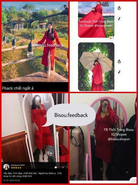 [Mã SR14MAY5 giảm 20K đơn 50K] Tặng Khăn SET VÁY ĐẦM ĐỎ BOHO THỔ CẨM ĐẦM XẺ TÀ CÓ VẢI QUÂY, SẴN MÚT NGỰC+ KHĂN QUÀNG | BigBuy360 - bigbuy360.vn