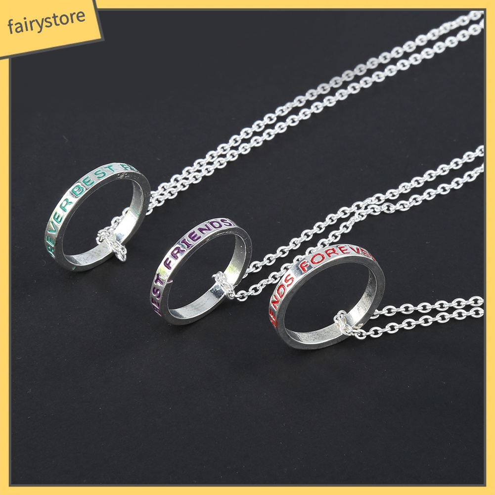 Set 3 Dây Chuyền Mặt Nhẫn Khắc Chữ Best Friends Cho Bạn Thân