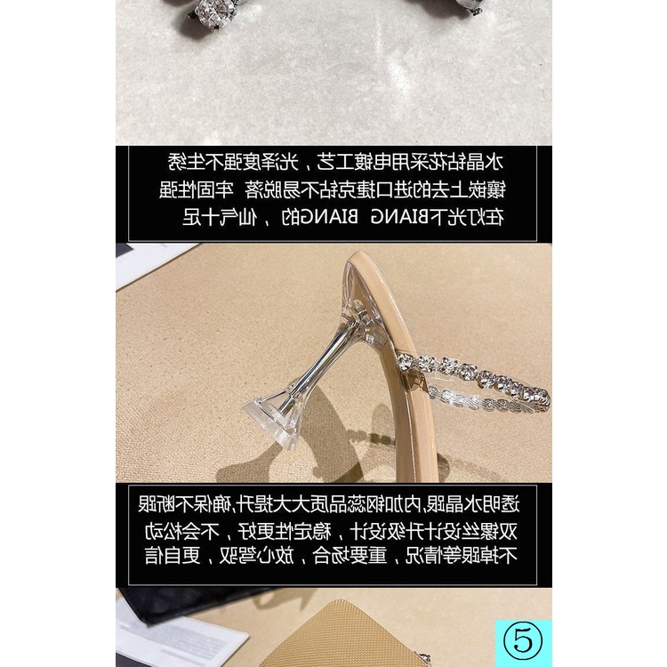 Dép Cao Gót Quai Trong Suốt Đính Đá Thời Trang Mùa Hè Dành Cho Nữ 2022