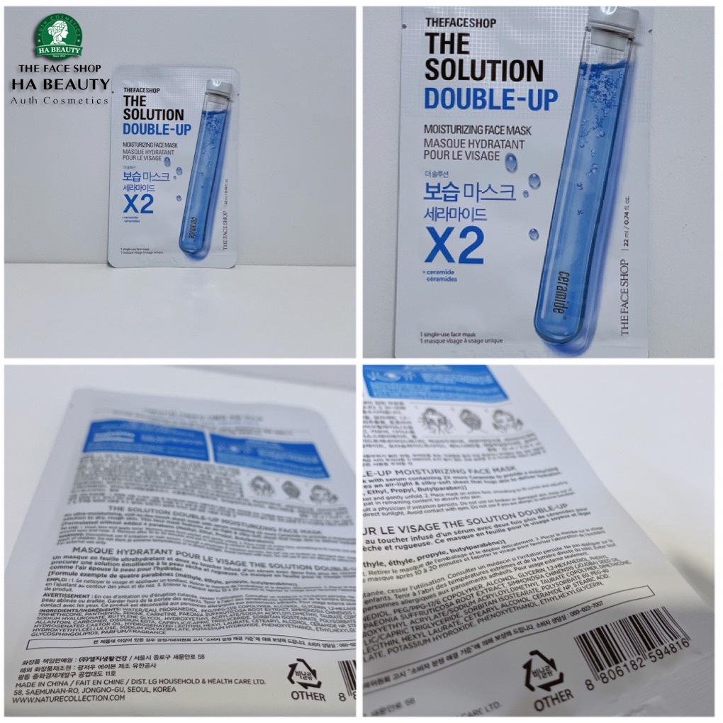 Mặt nạ dưỡng da The Face Shop dưỡng ẩm săn chắc trắng da se khít lỗ chân lông The Solution Double Up Mask Sheet 20ml