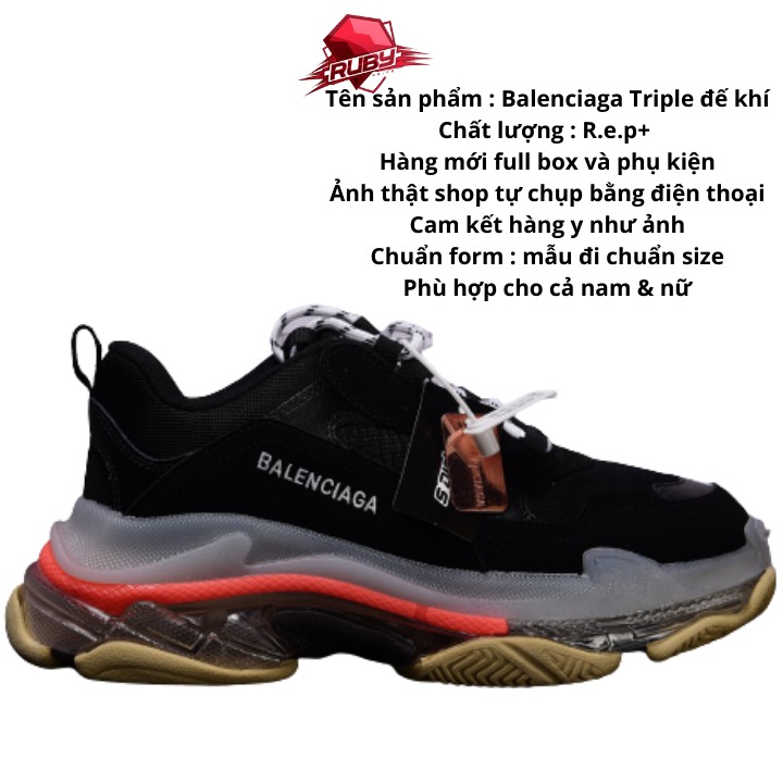 Giày thể thao nam nữ sneaker Balenciaga Trip s đế khí năng động cá tính hợp thời trang màu đen lé đỏ