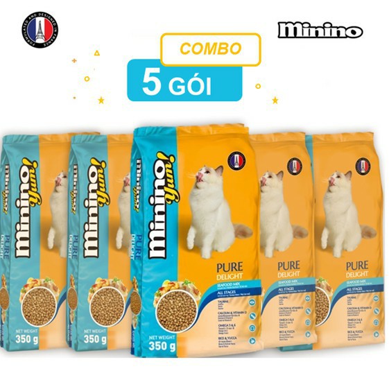 [COMBO 5] GÓI Thức Ăn Cho Mèo Minino Yum 350gr