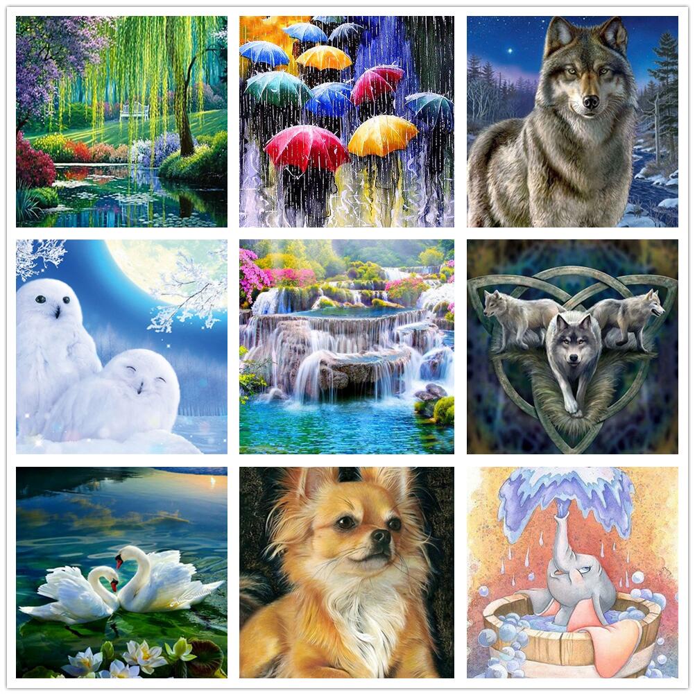 Bộ Tranh Đính Đá Tự Làm 5D DIY Hình Tròn / Vuông Cho Người Lớn