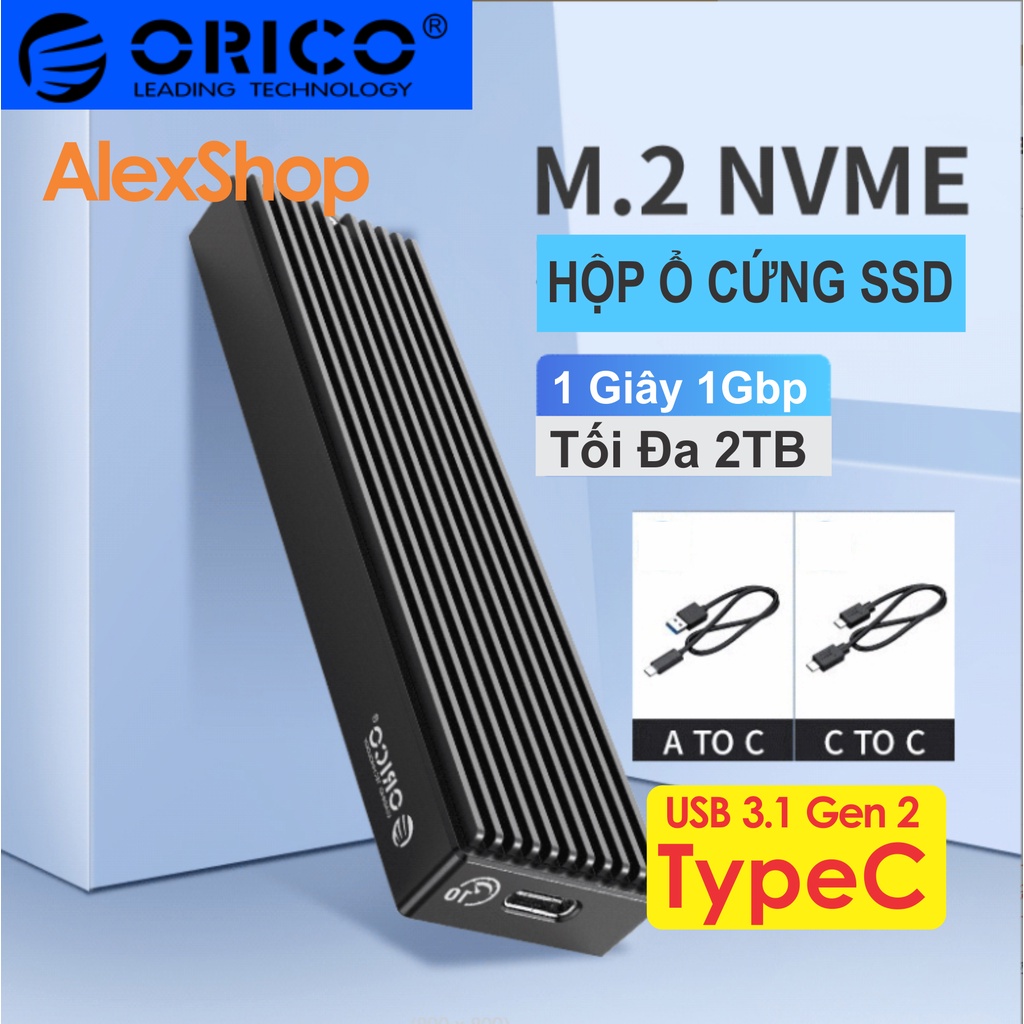 [ORICO] BOX Đựng Ổ Cứng SSD M2. NVME 10Gbps Cổng TypeC Hỗ Trợ Tối Đa 2TB