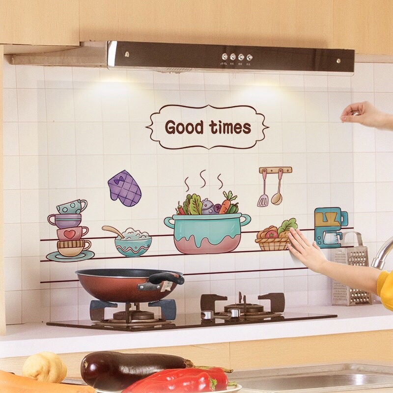 GIẤY DÁN TƯỜNG BẾP cách nhiệt, chống dầu mỡ . Decal dán bếp 3D siêu xinh