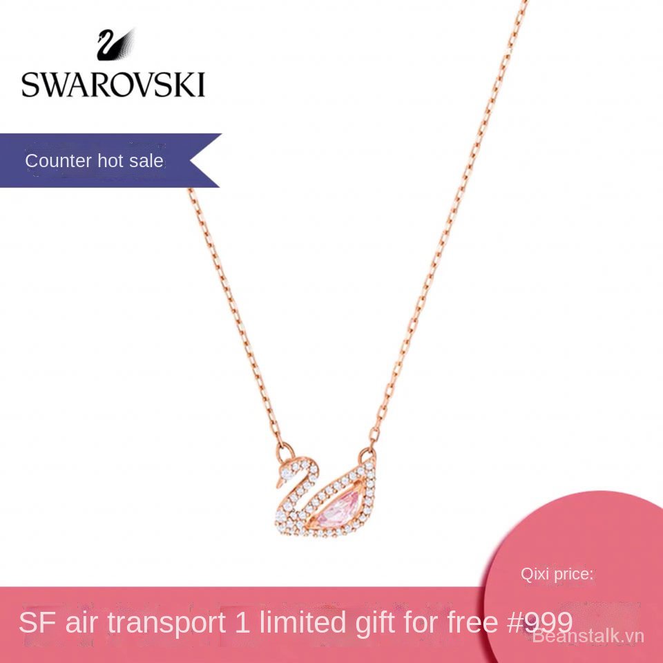 Vòng đeo tay bằng bạc đính đá hình thiên nga hồng xinh xắn aBn7