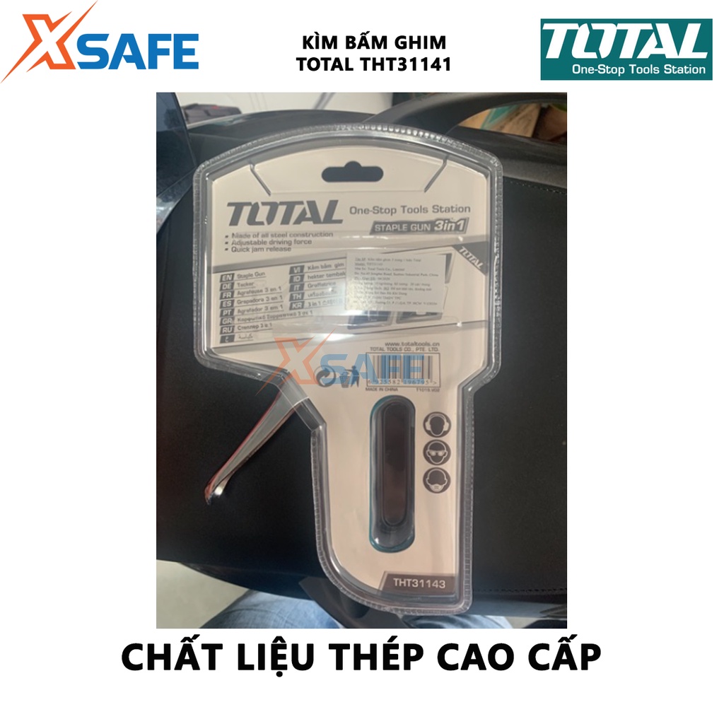 Kềm bấm ghim TOTAL THT31141 Kìm bấm ghim 4-14mm thép cao cấp, chống oxi hóa, bấm nhẹ, kim ghim nhạy, chắc chắn -XSAFE