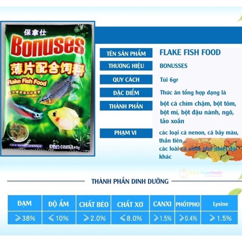 Thức Ăn Cá Cảnh Flake Fish Food  | Thức Ăn Tổng Hợp Dạng Lá | Đầy Đủ Dinh Dưỡng Cho Cá Nhỏ, Cá Thuỷ Sinh Khác