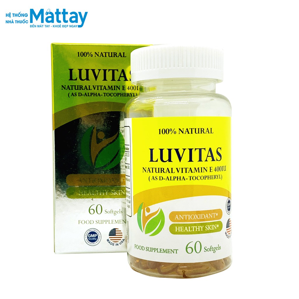 LUVITAS NATURAL 400IU BỔ SUNG VITAMIN E TỰ NHIÊN GIÚP ĐẸP DA, CHỐNG LÃO HÓA | NHẬP KHẨU CHÍNH HÃNG USA | Thế Giới Skin Care