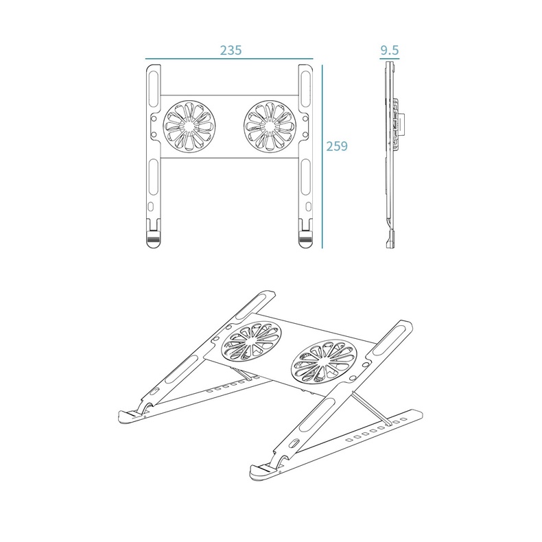 Giá đỡ laptop macbook nhôm DIGIMIX với 2 quạt tản nhiệt nâng đỡ máy tính chống mỏi cổ vai gáy P11F, P43F, P18F, P71F