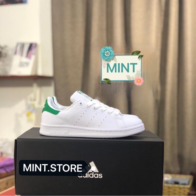 (Video cận cảnh) Giày thể thao sneaker stan smith gót xanh