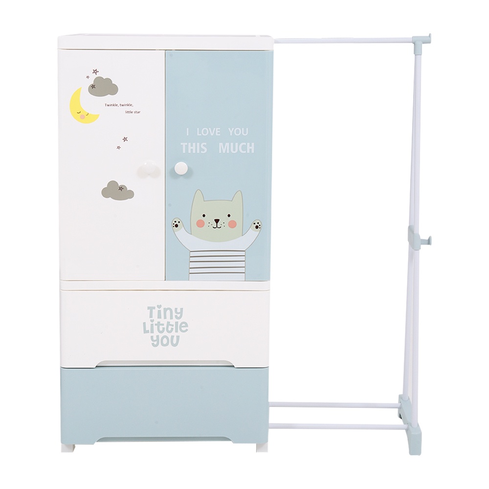 HomeBase STACKO Tủ nhựa với giá đỡ có thể mở rộng TINY W110xD40xH118 màu xanh dương