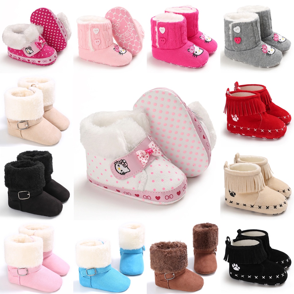 Giày Bốt Cotton Chống Trượt Giữ Ấm Mùa Đông Mới Cho Bé Gái Sơ Sinh Tập Đi