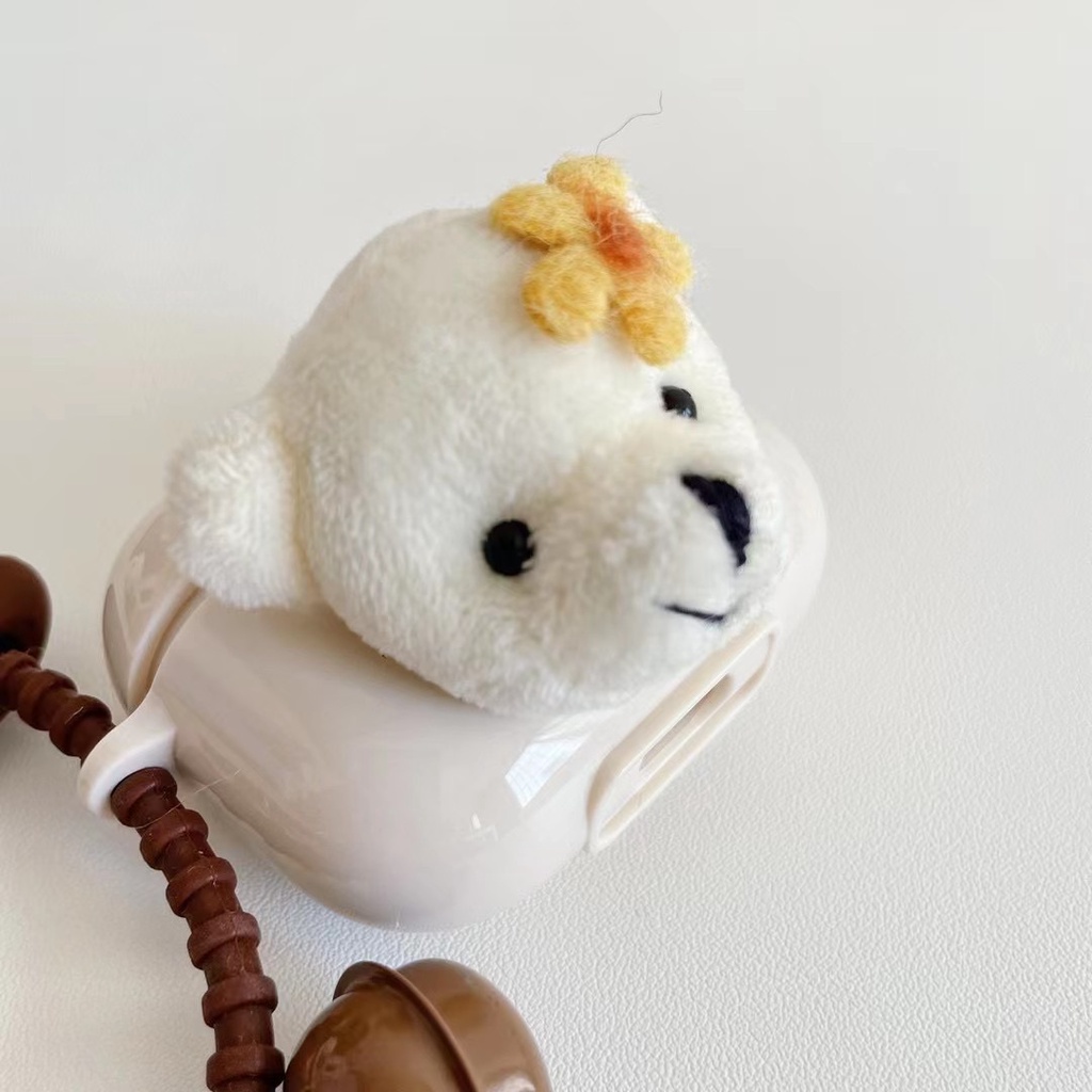Vỏ bảo vệ hộp sạc tai nghe Airpods 1/2 Pro bằng TPU mềm đính chú chó bông xinh xắn