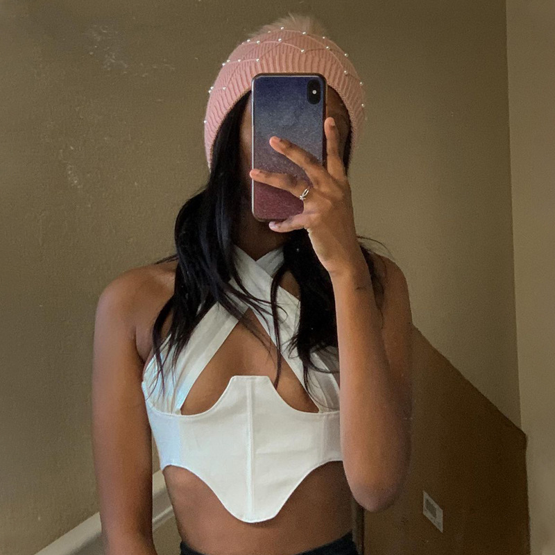 Áo kiểu buộc dây quanh cổ màu trơn quyến rũ dành cho nữ | BigBuy360 - bigbuy360.vn