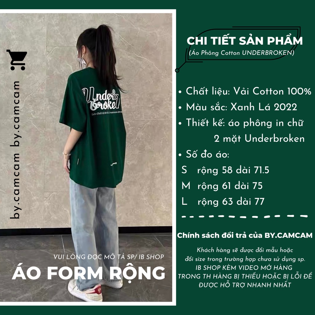 Áo Thun Tay Lỡ UNDERBROKEN Xanh Lá 100% Cotton 2023 𝘽𝙮.𝘾𝙖𝙢𝙘𝙖𝙢