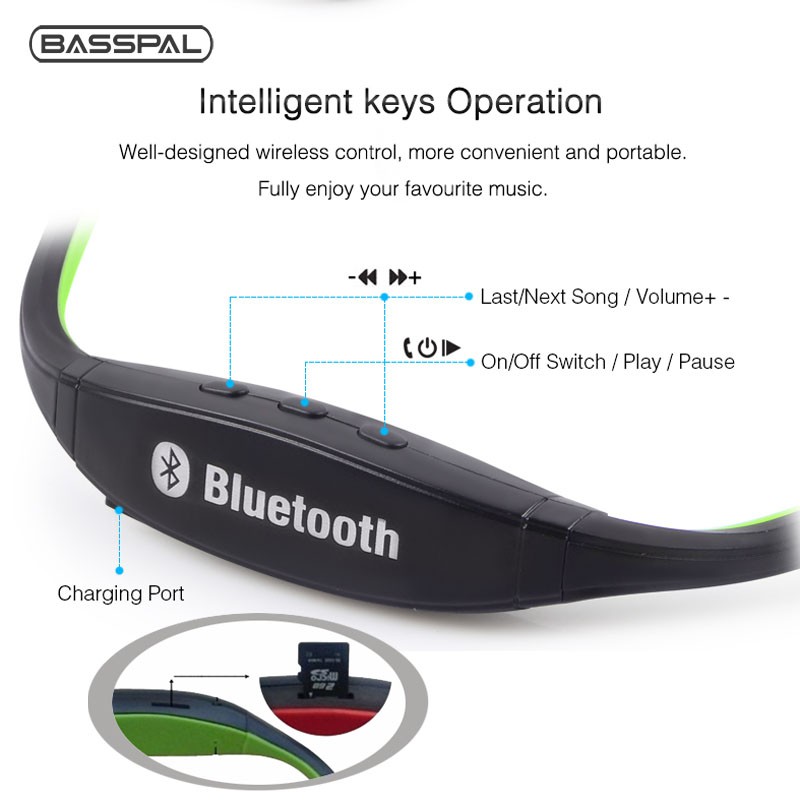 Tai nghe Basspal S9 bluetooth không dây phong cách thể thao có micro hỗ trợ thẻ TF / SD