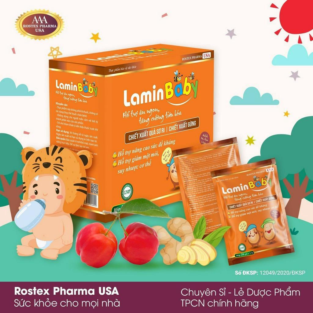 Cốm ăn ngon cho bé LAMIN BABY giúp giảm biếng ăn, hỗ trợ hấp thu tốt, tăng đề kháng cho bé - Hộp 20 gói