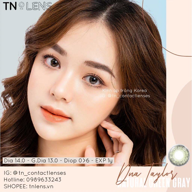 [HOT] Kính áp tròng cao cấp DNA TAYLOR NATURAL GREEN GRAY màu xanh xám tự nhiên trong veo