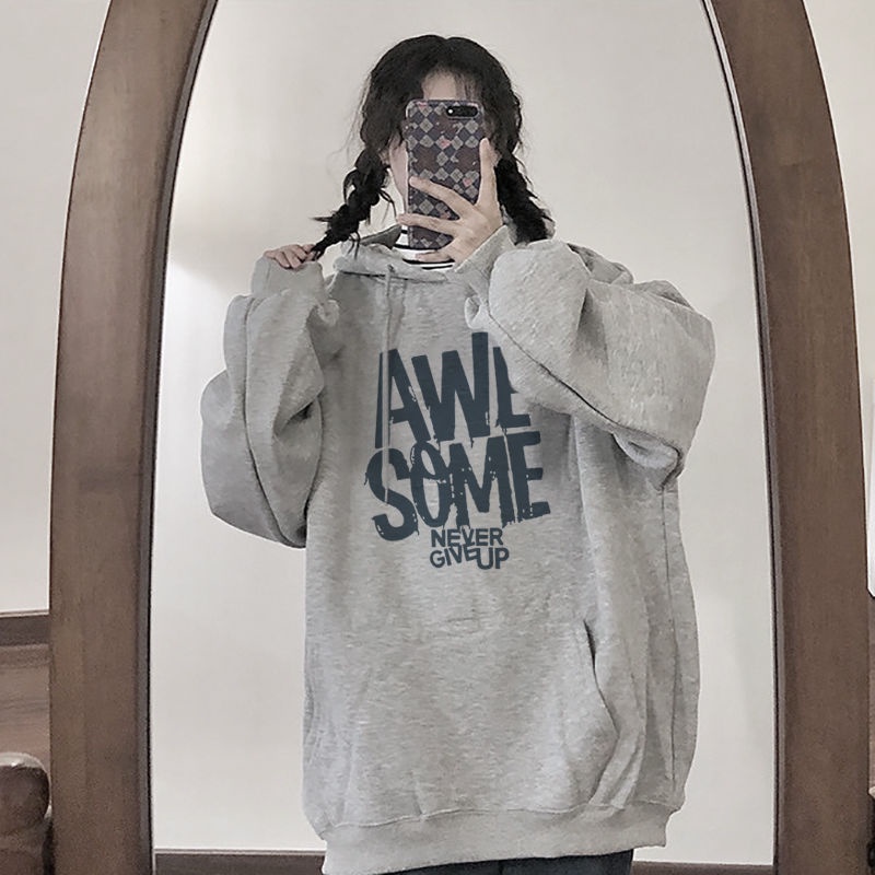 Áo Hoodie Cotton Dáng Rộng Thời Trang Mùa Đông Phong Cách Hàn Quốc Cho Nữ