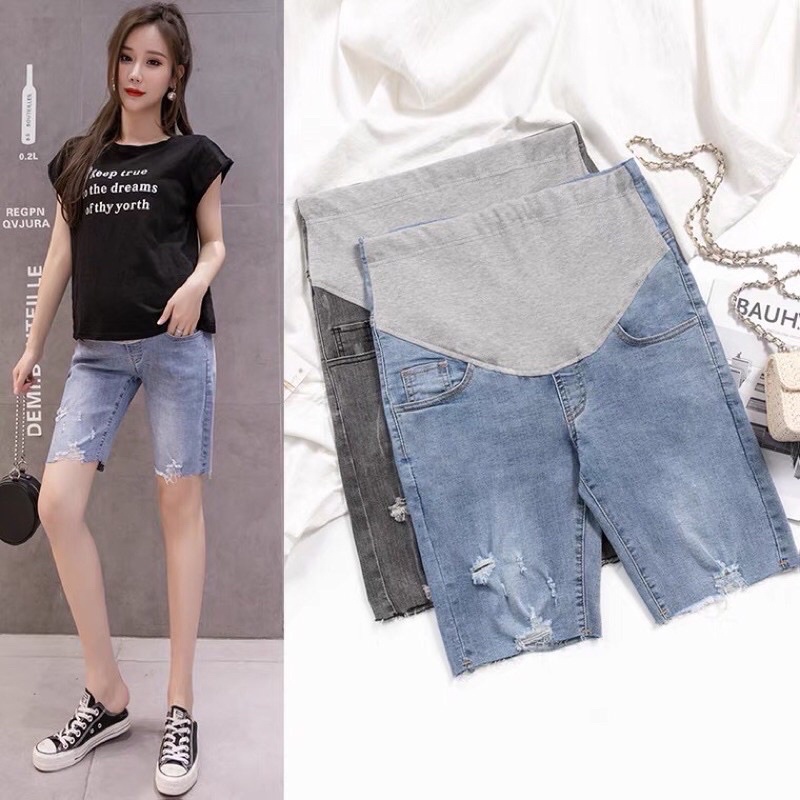 quần jeen ngố bà bầu co giãn mềm đẹp mát mặc hè hợp thời trang hàng quảng châu cao cấp (ảnh thật )✅sẵn hàng ✅