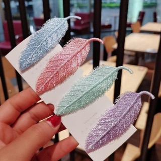 Kẹp Tóc Lụa Hình Chiếc Lá Nhiều Màu Phong Cách Hàn Quốc