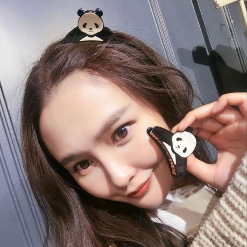 Kẹp Bắt Acetate Hoạt Hình Động Vật Phong Cách Vintage Ngọt Ngào Đơn Giản|Kẹp Tóc Hình Gấu Trúc Xinh Xắn Cho Nữ