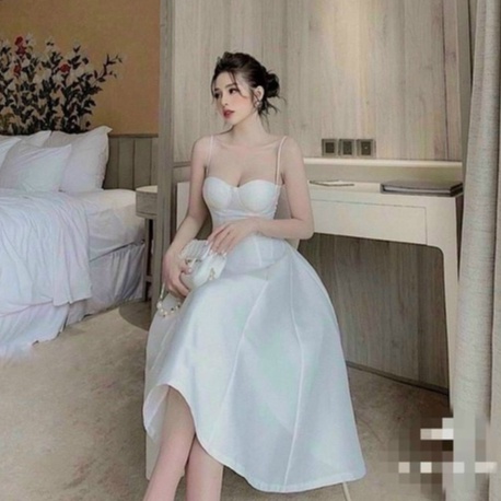 Váy đầm nữ dáng xòe hai dây có kèm mút dự tiệc sang chảnh STCLOTHING