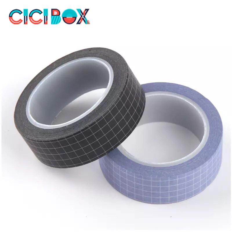 Cuộn băng giấy washi trang trí đa năng 10m, Cuộn băng keo Washi Tape Caro nhiều màu sắc CICIBOX