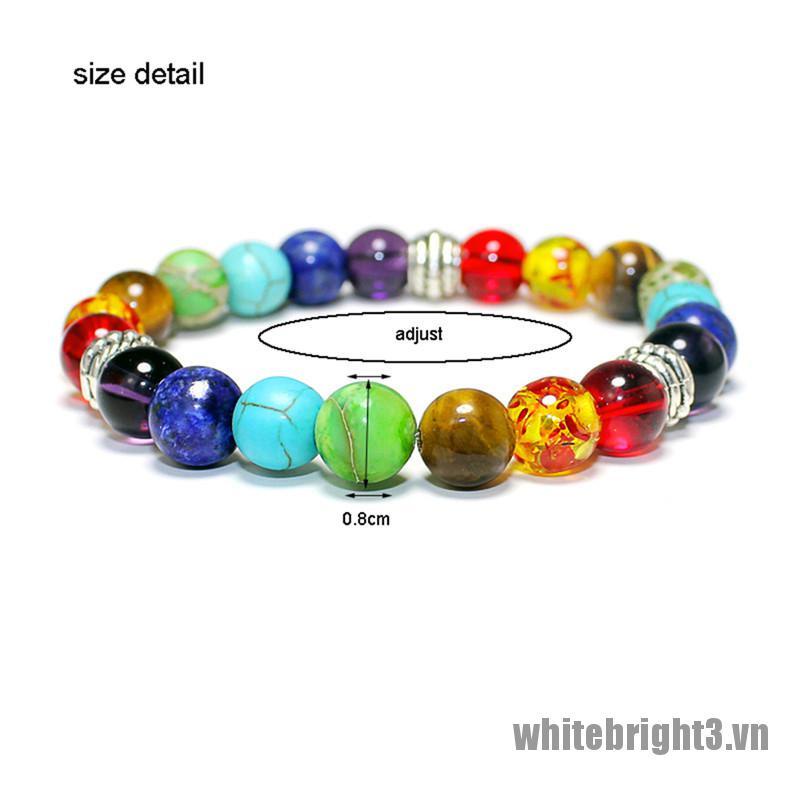 <WHITE> New 7 Chakra Healing Balance Beads Bracelet Natural Stone Bracelet Jewelry Gift