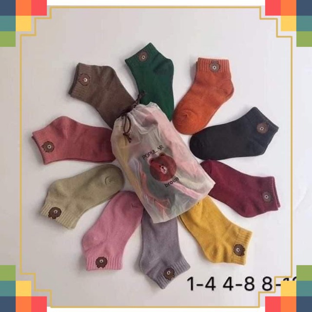 Sỉ 10 Đôi tất Gấu cho bé 1-7 tuổi
