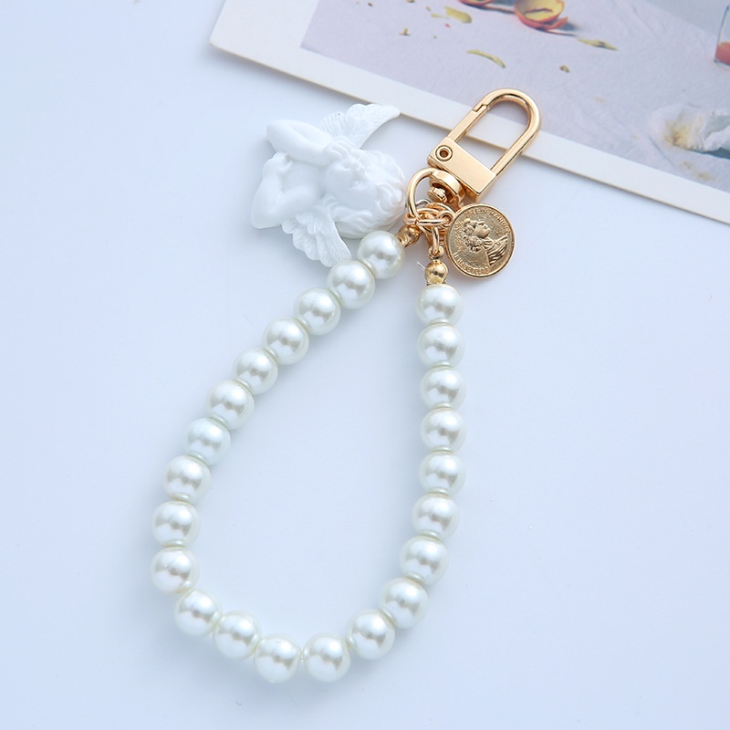 Angel pearl key chain bag key chain women