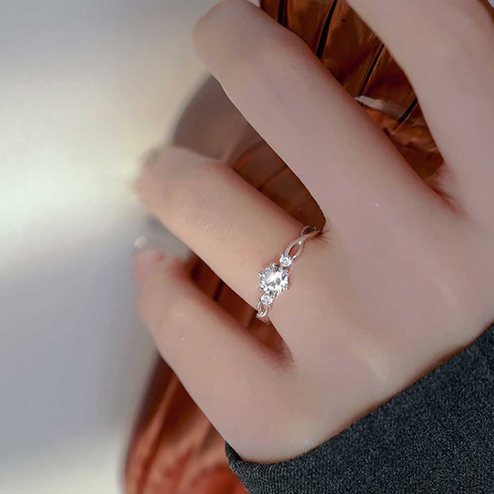 Nhẫn Bạc S925 Đính Đá Zircon Đơn Giản Thời Trang Có Thể Điều Chỉnh Kích Thước