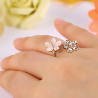Nhẫn hoa cúc đính đá có thể điều chỉnh kích cỡ