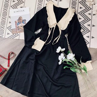 VÁY MIDI CỔ SEN PHỐI BÈO 🎶 - Shmily.store