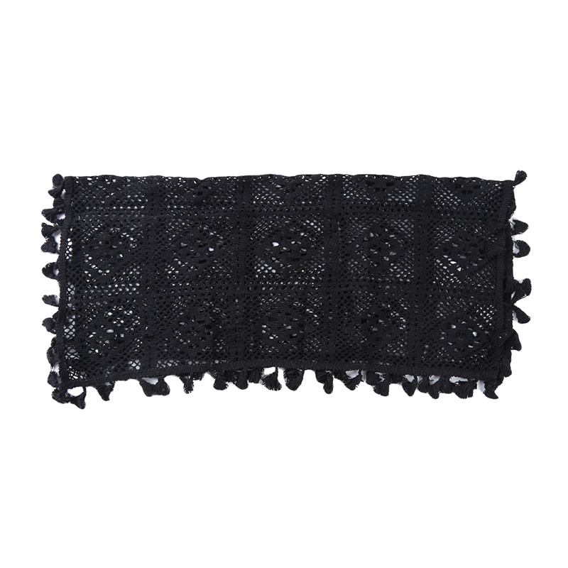 Khăn trải bàn vải cotton phối ren đục lỗ kiểu vintage trang trí nhà bếp