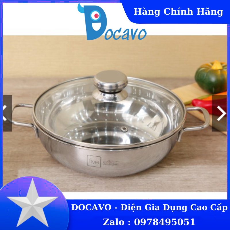 Nồi lẩu inox Fivestar 3 đáy đun từ size 24/26/28-inox 430 [ BẢO HÀNH 1 NĂM]