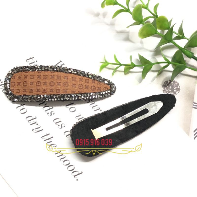 Kẹp Tóc Đính Đá nhân tạo đen, Kẹp mái kẹp bấm