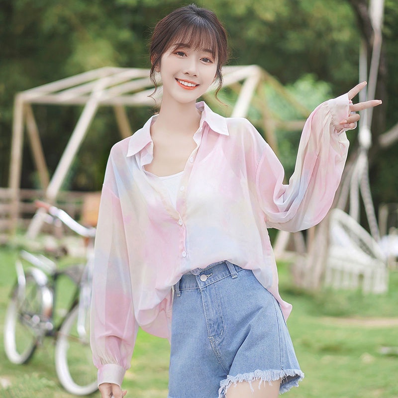 Áo Khoác Cardigan Chiffon Mỏng Tay Dài Dáng Rộng Nhiều Màu Sắc Phong Cách Hàn Quốc Thời Trang Mùa Hè Dành Cho Nữ